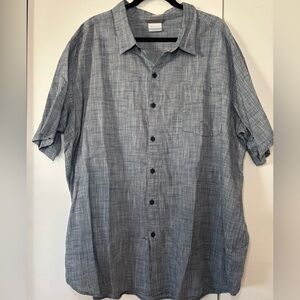 Columbia Men’s Under Exposure Yarn-Dye Shirt 3X Gray Short Sleeve